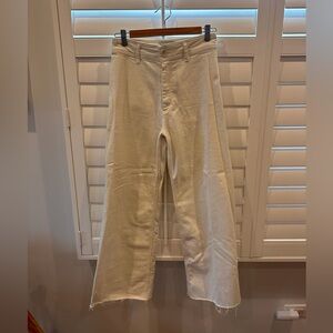 Zara White Marine Straight Raw Hem Jeans
